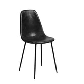 Velets Set of 4 Sera Upholstered Side Chair - Faux Leather - Rustic Black - Black Leg